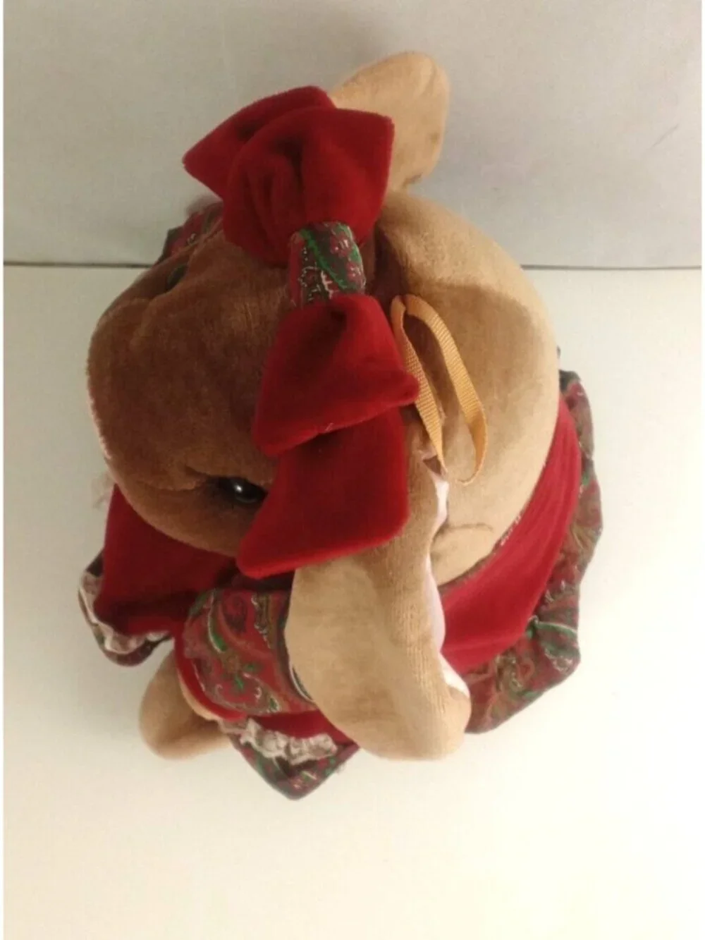 1985 Toys R Us Velveteen Bunny Easter Rabbit Red Dress Stuffed Plush 13